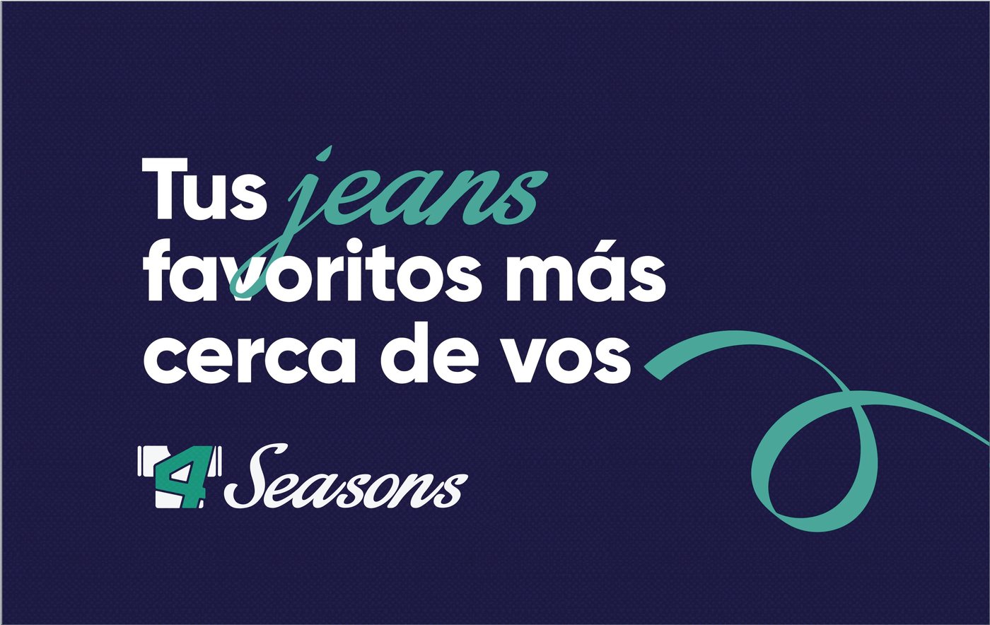 Muro izquierdo con el mensaje Tus jeans favoritos más cerca de vos